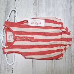 Cat and Jack Size 0-3 months Onsie Snaps Orange Stripes Lightweight Summer